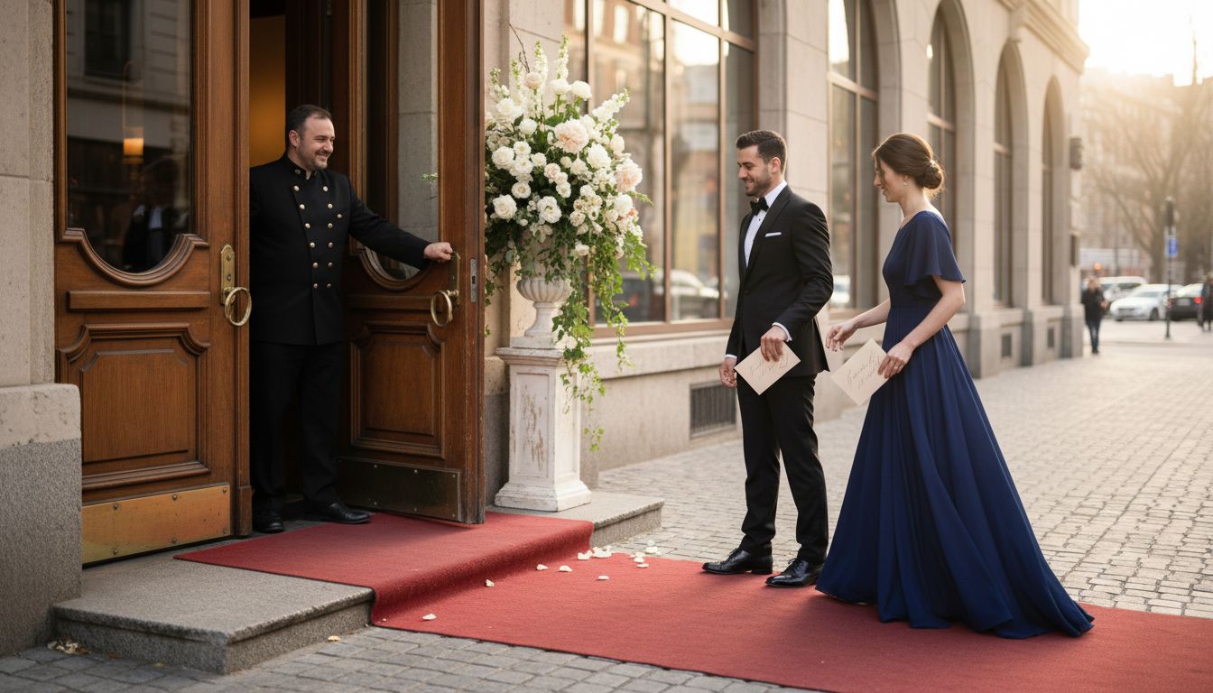 Arriving guests welcomed at elegant event