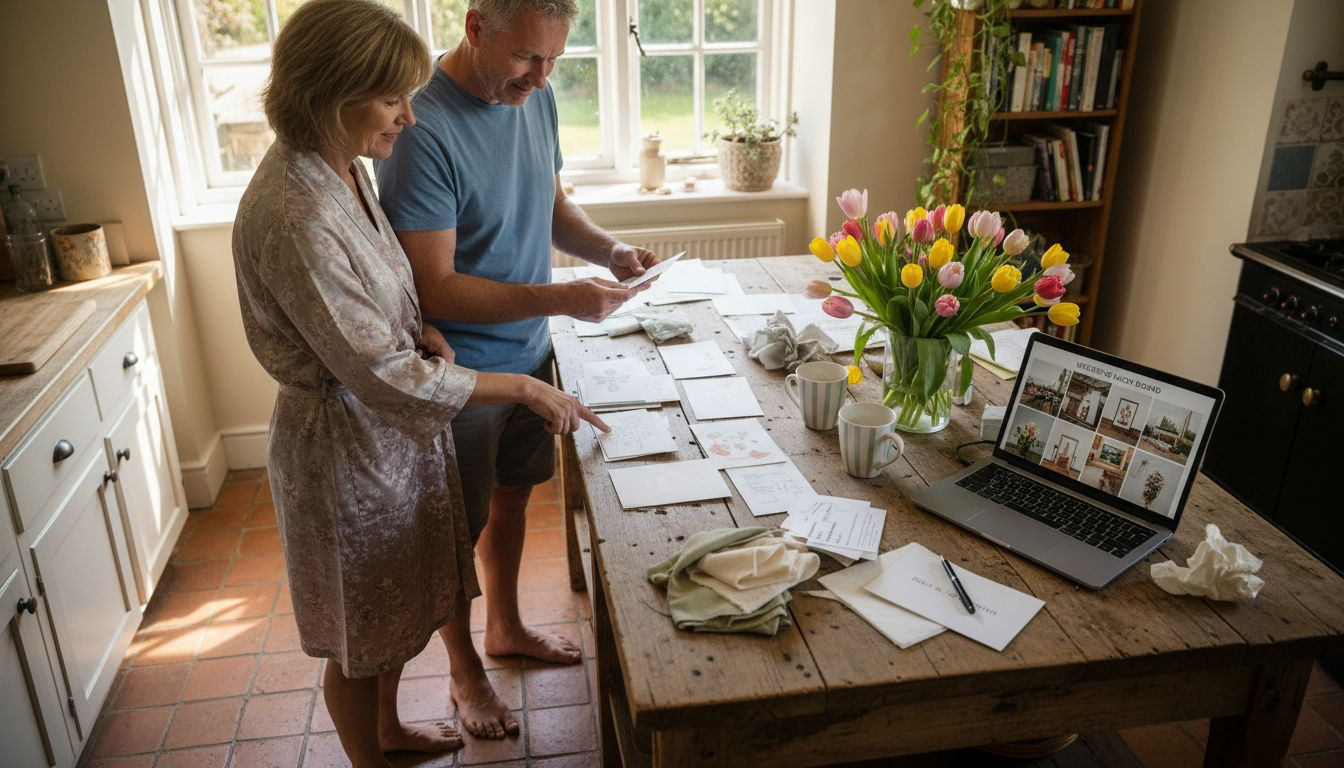 Couple reviewing personalized event layouts