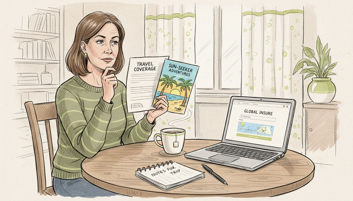 Woman reviewing insurance papers at kitchen table