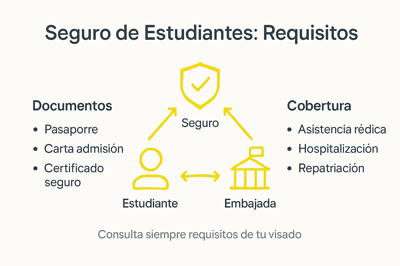 Guía visual sobre los requisitos y las coberturas del seguro para estudiantes
