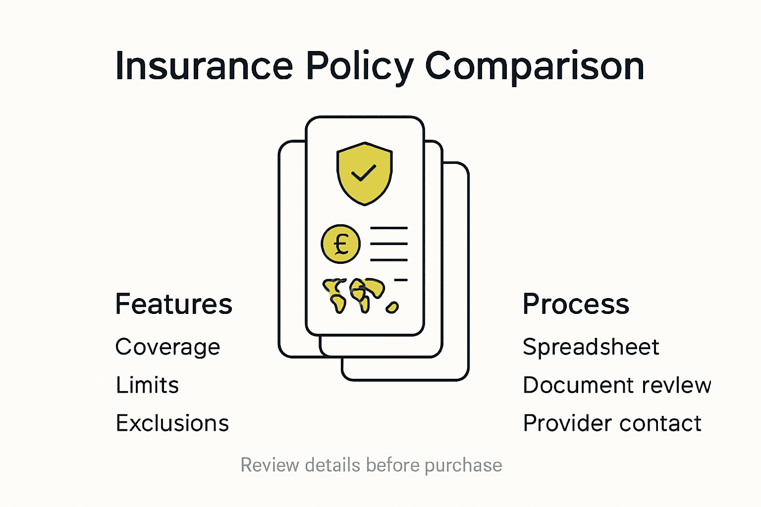 Infographic comparing travel insurance policy features