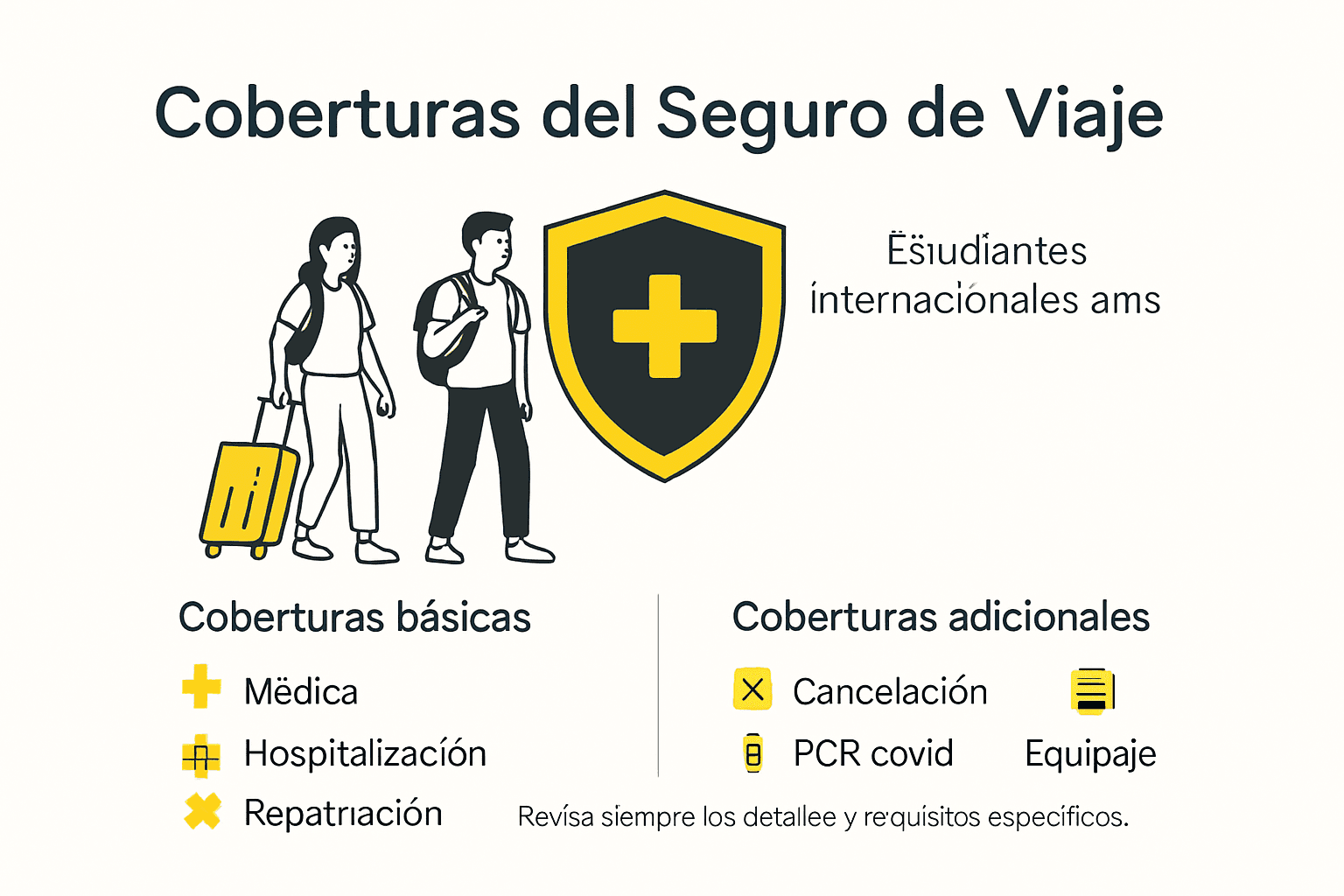 Guía visual sobre las coberturas del seguro de viaje para estudiantes