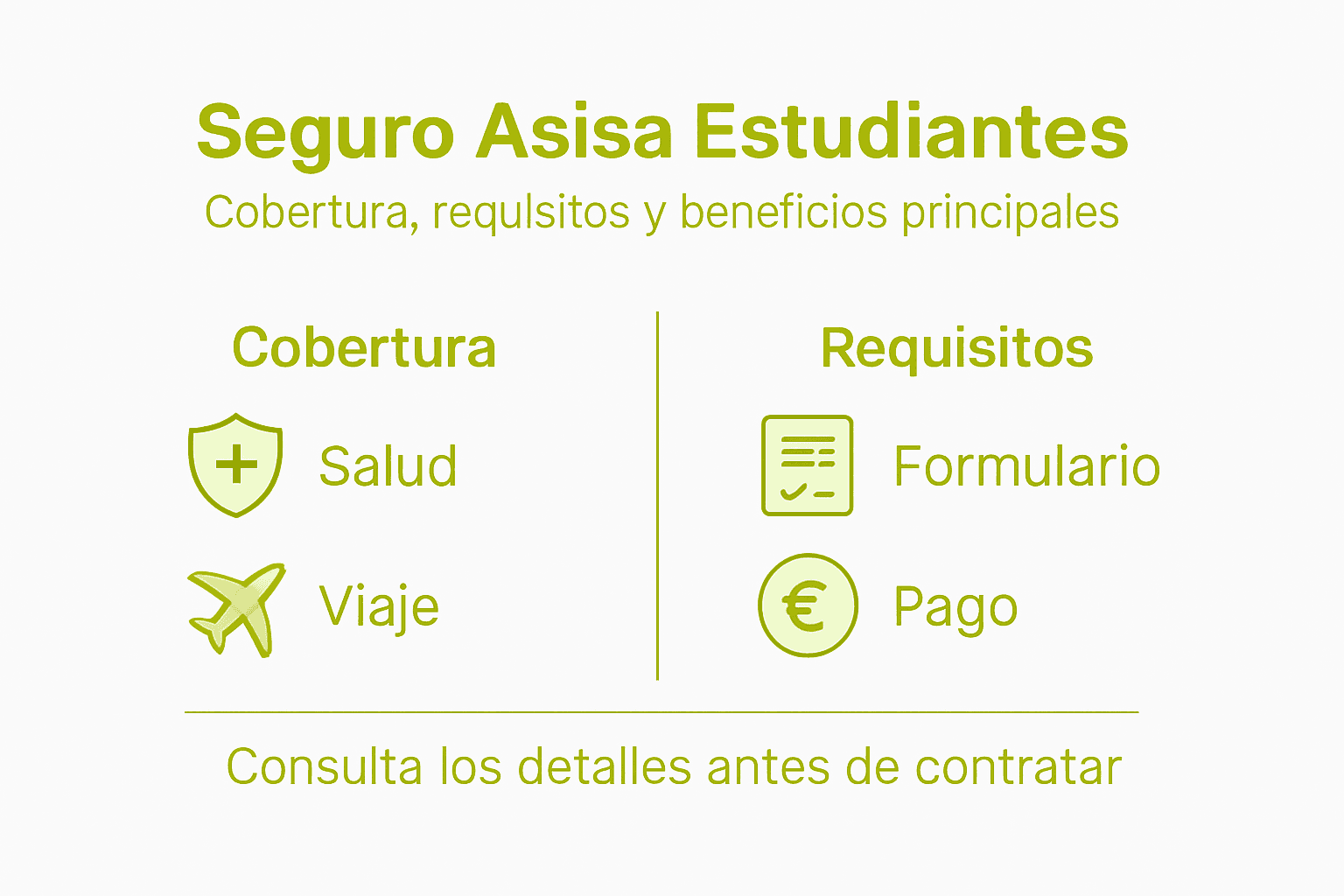 Resumen visual del seguro para estudiantes de Asisa