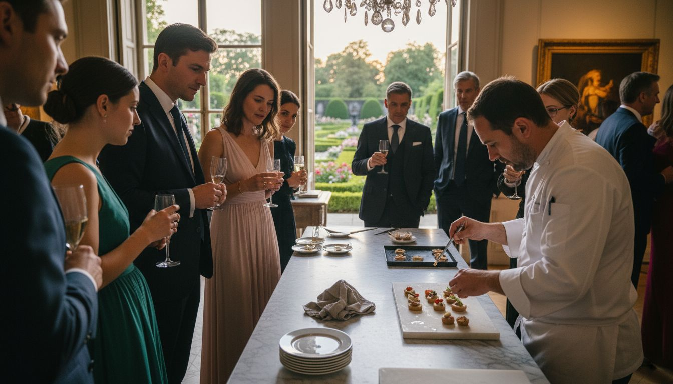 Guests enjoying interactive luxury catering