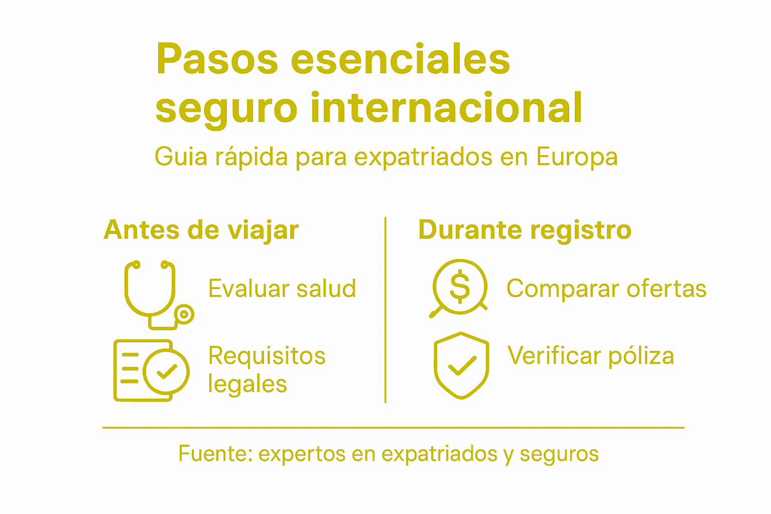 Guía visual: los pasos esenciales para contratar un seguro médico internacional
