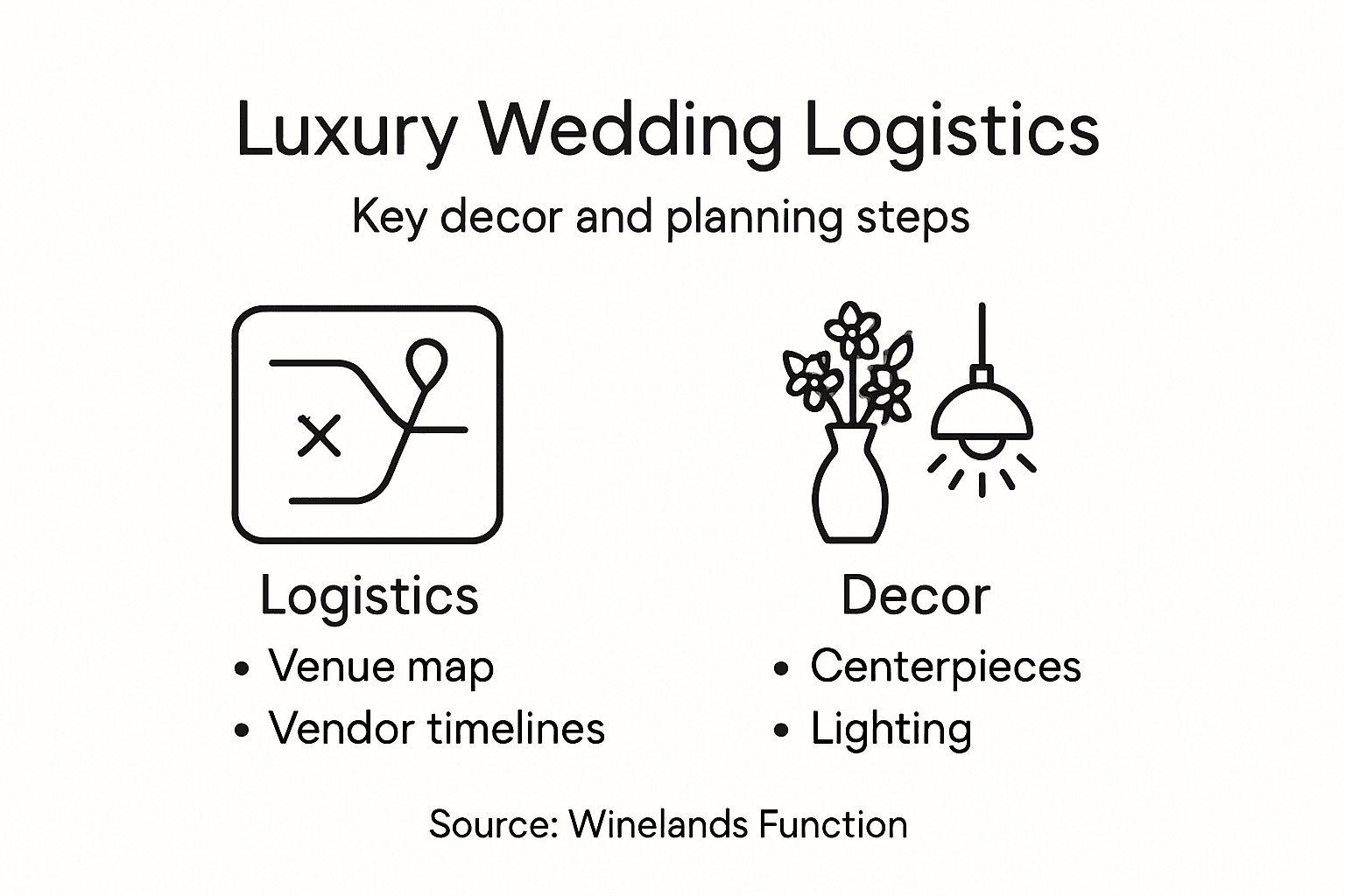 Infographic showing luxury wedding logistics checklist