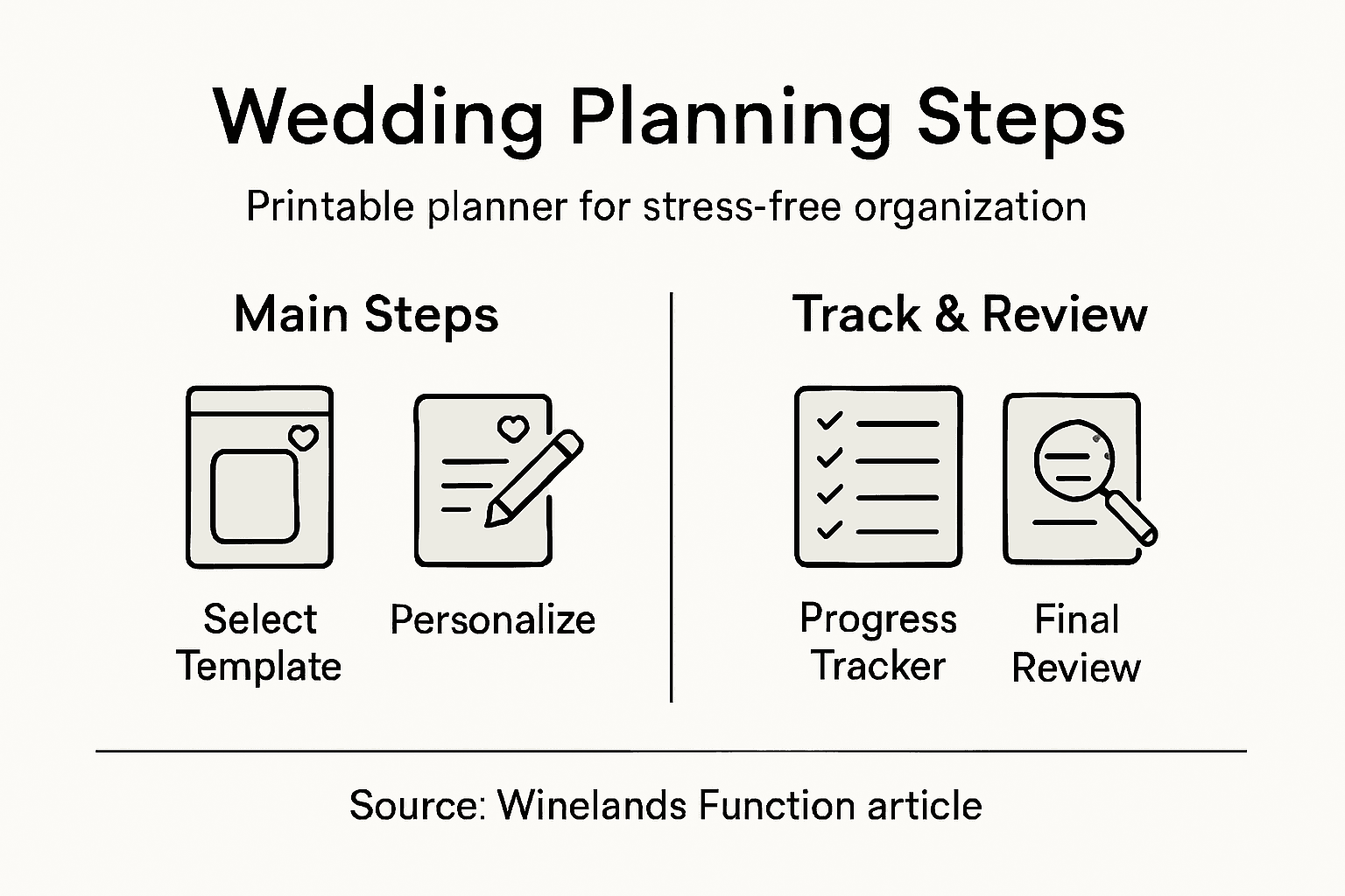 Infographic showing steps to use a printable wedding planner