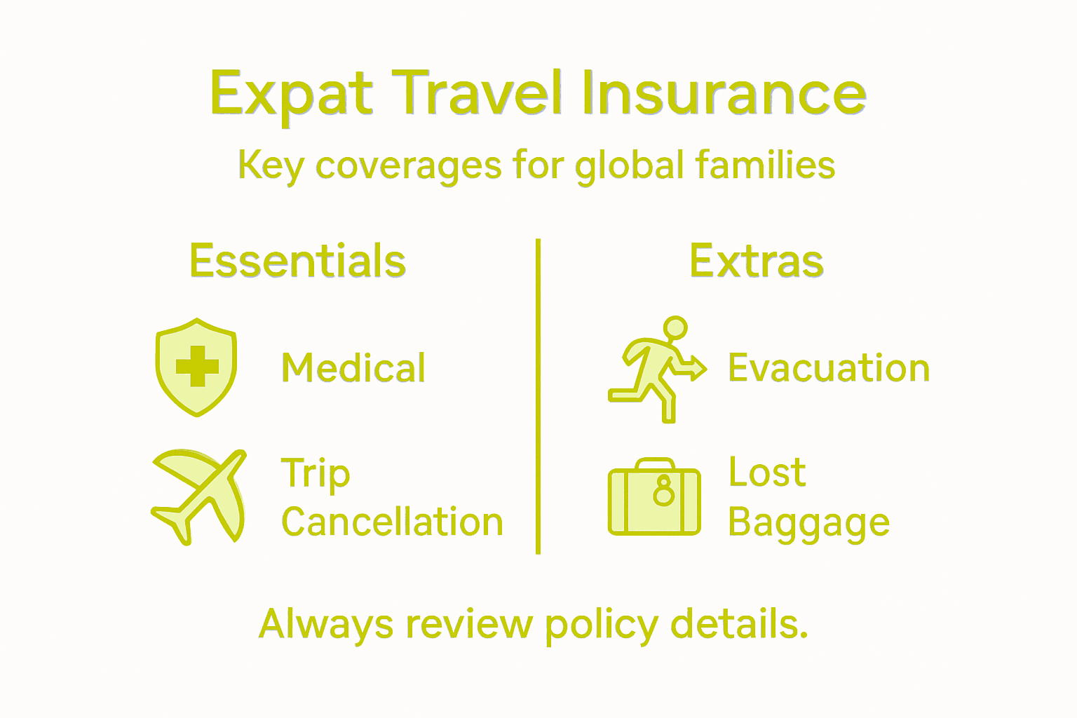 Infographic showing expat travel insurance basics