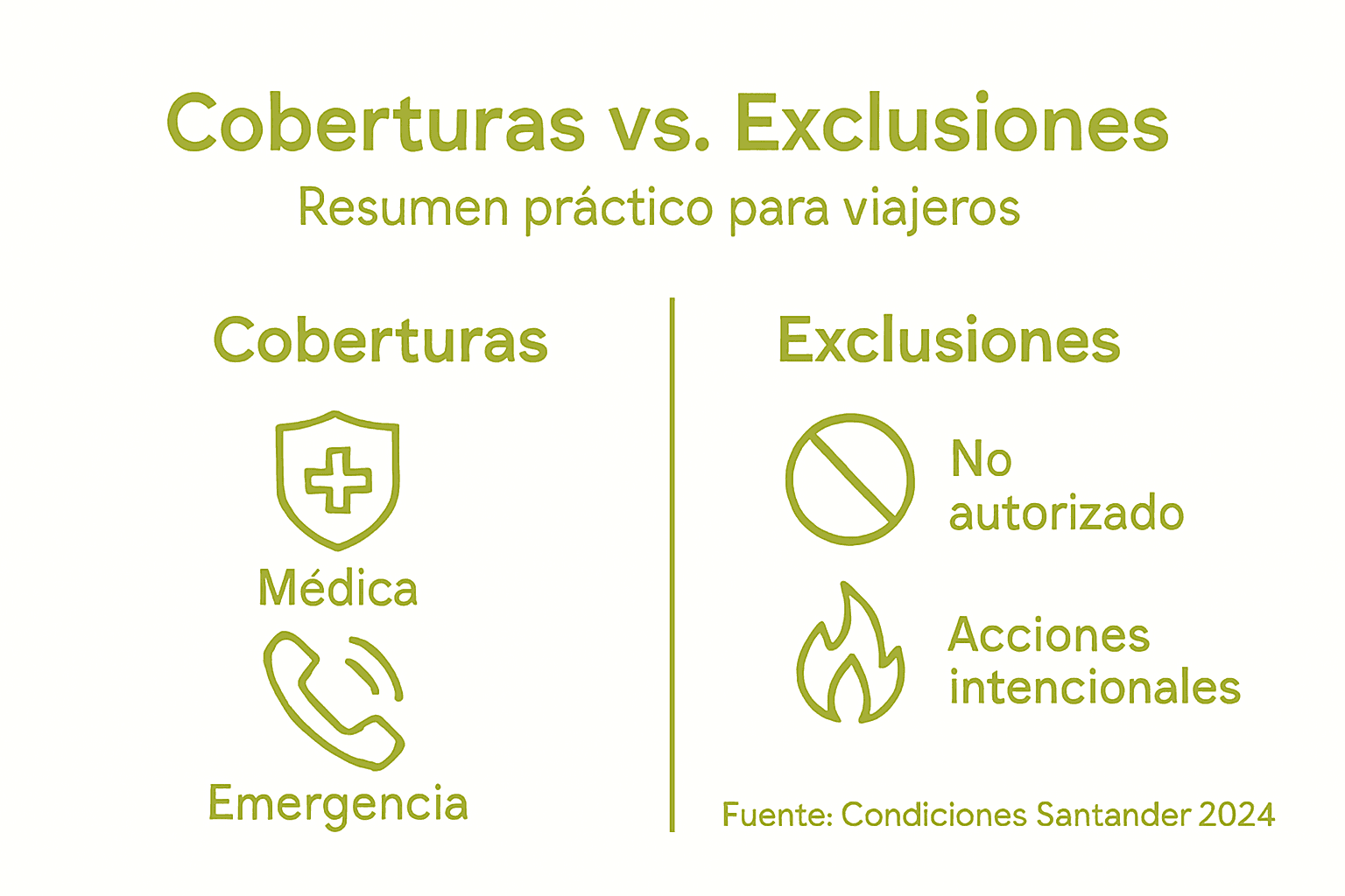 Resumen visual sobre qué cubre y qué no cubre tu seguro