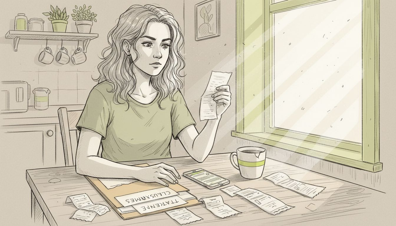 Woman preparing travel insurance claim receipts