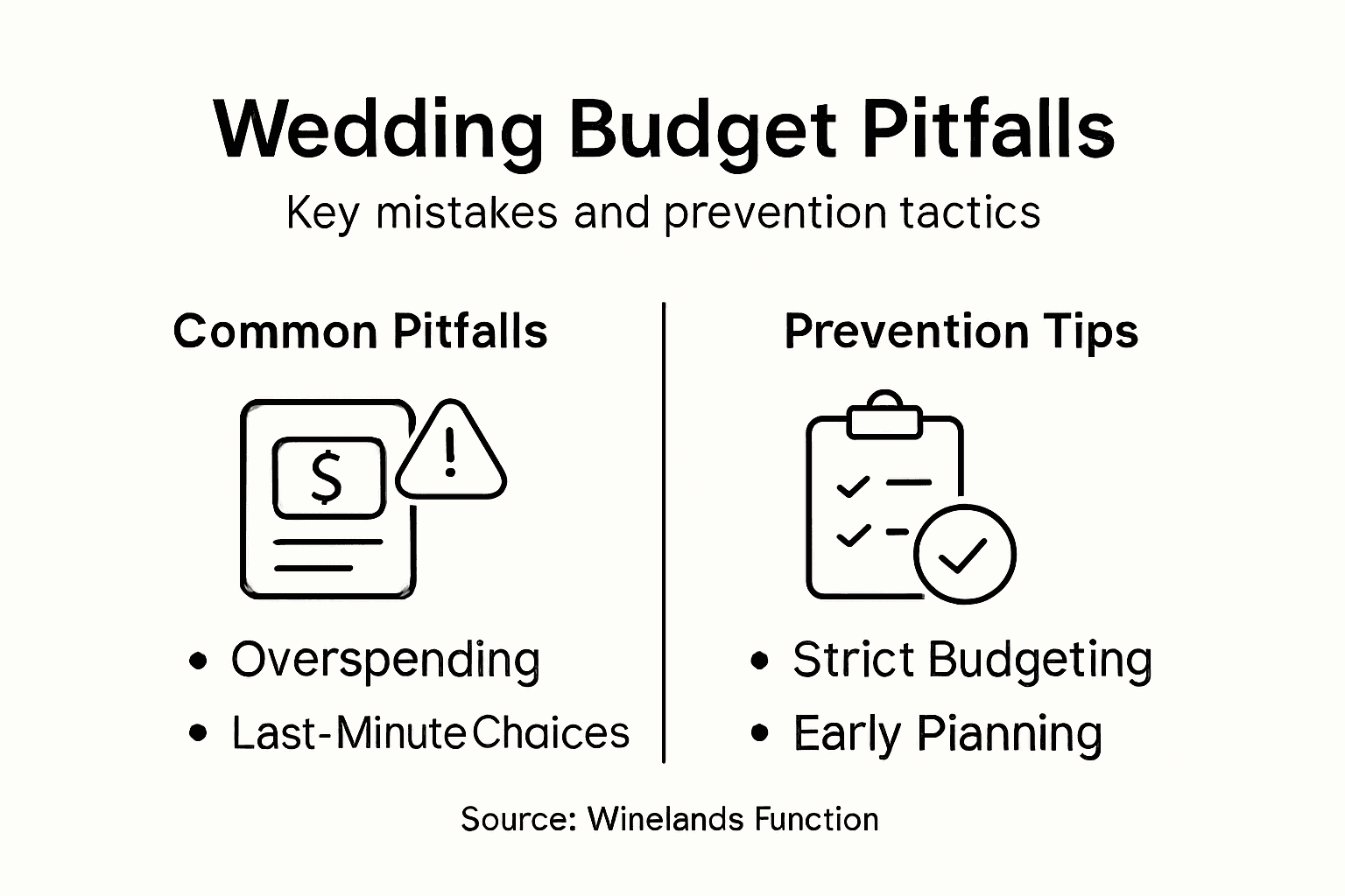 Infographic showing wedding budgeting pitfalls