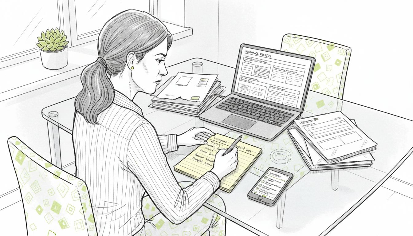 Woman comparing travel insurance documents