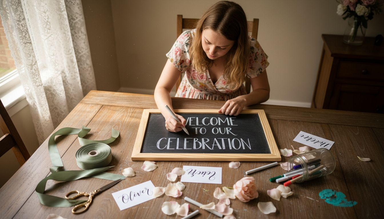 Crafting DIY decor for bridal shower