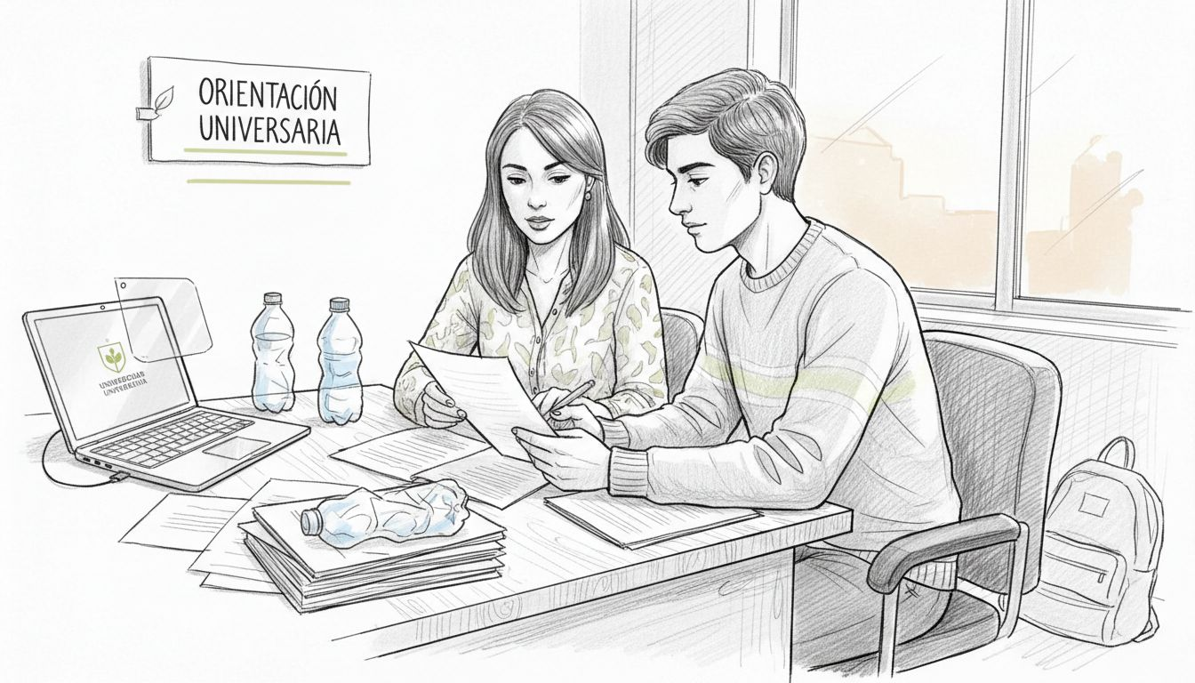 Una estudiante consulta con su orientadora los detalles de su seguro médico.