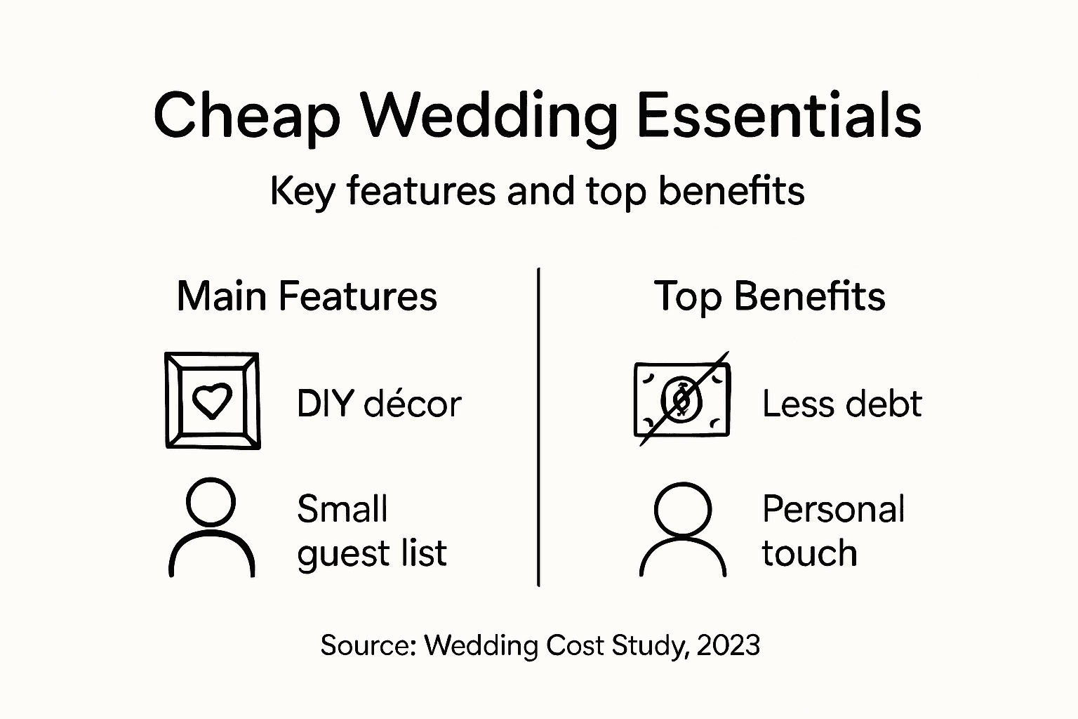 Infographic showing cheap wedding essentials and benefits