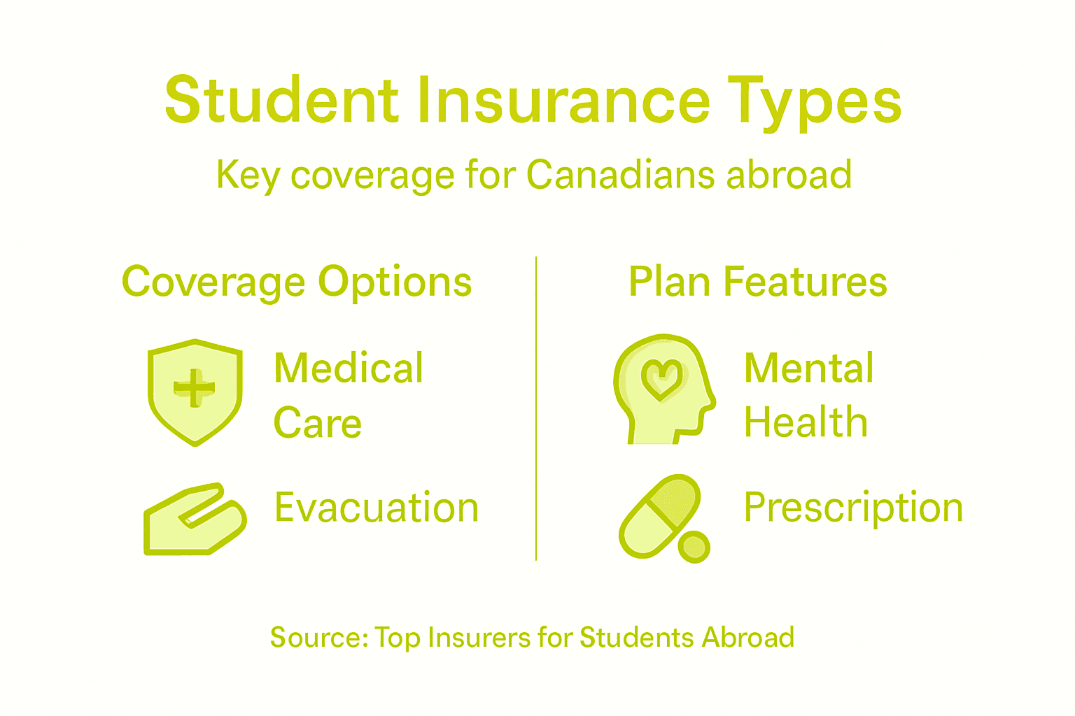 Infographic showing student insurance coverage types