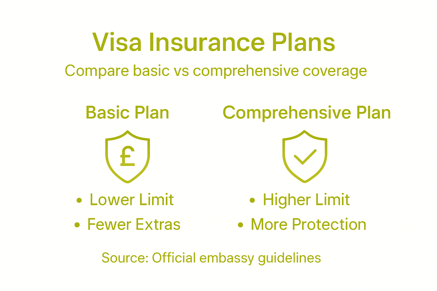Infographic comparing visa insurance options