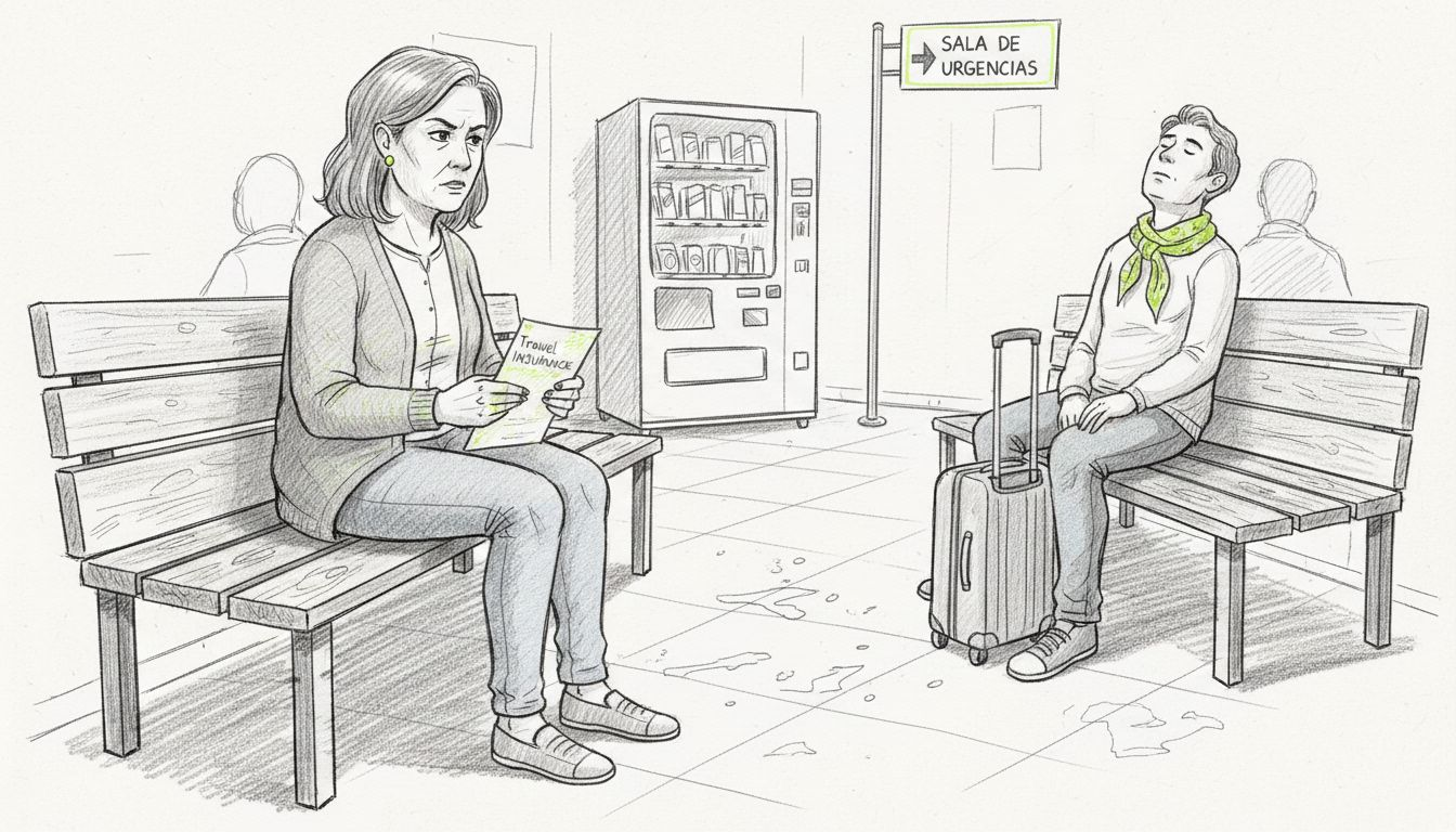 Una mujer espera en el hospital, tranquila porque cuenta con un seguro de viaje.