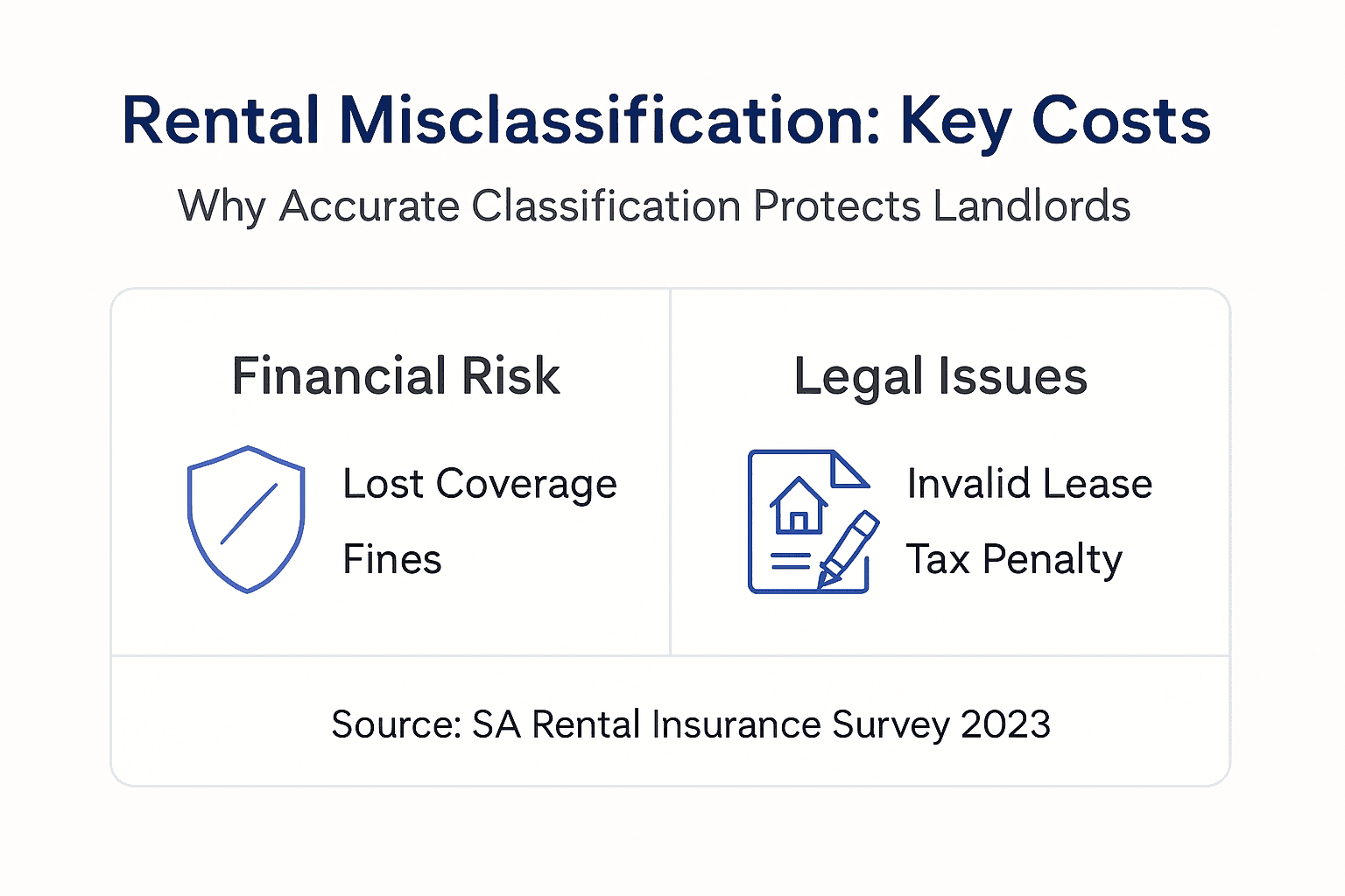 Infographic showing financial and legal risks of rental misclassification