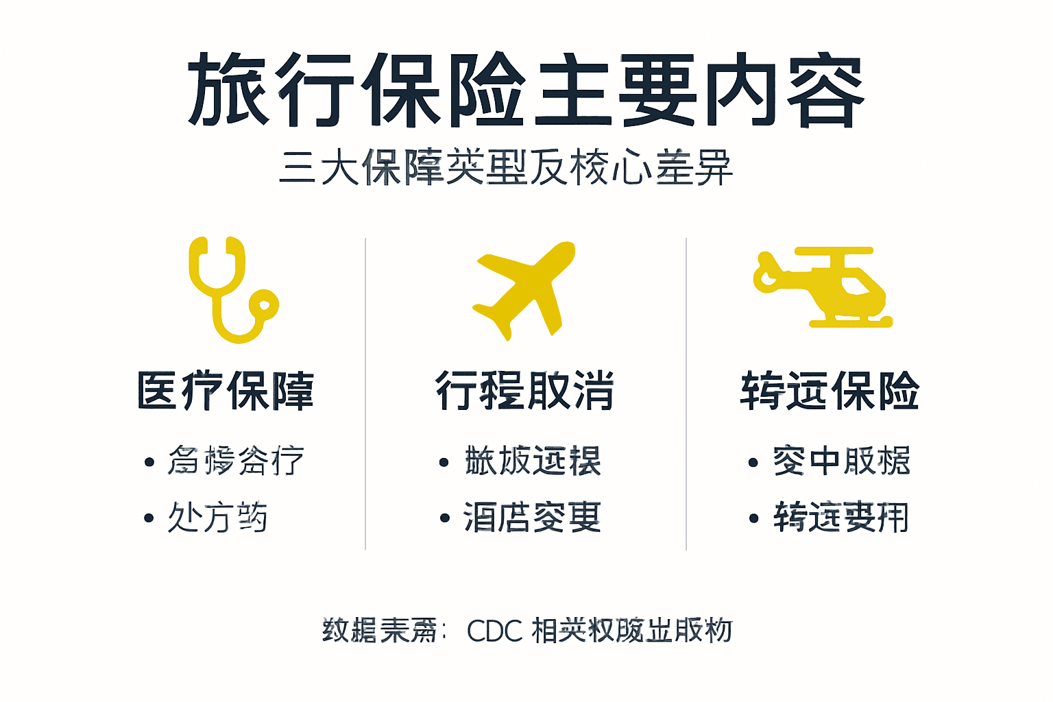 旅游保险保障范围对比一览图