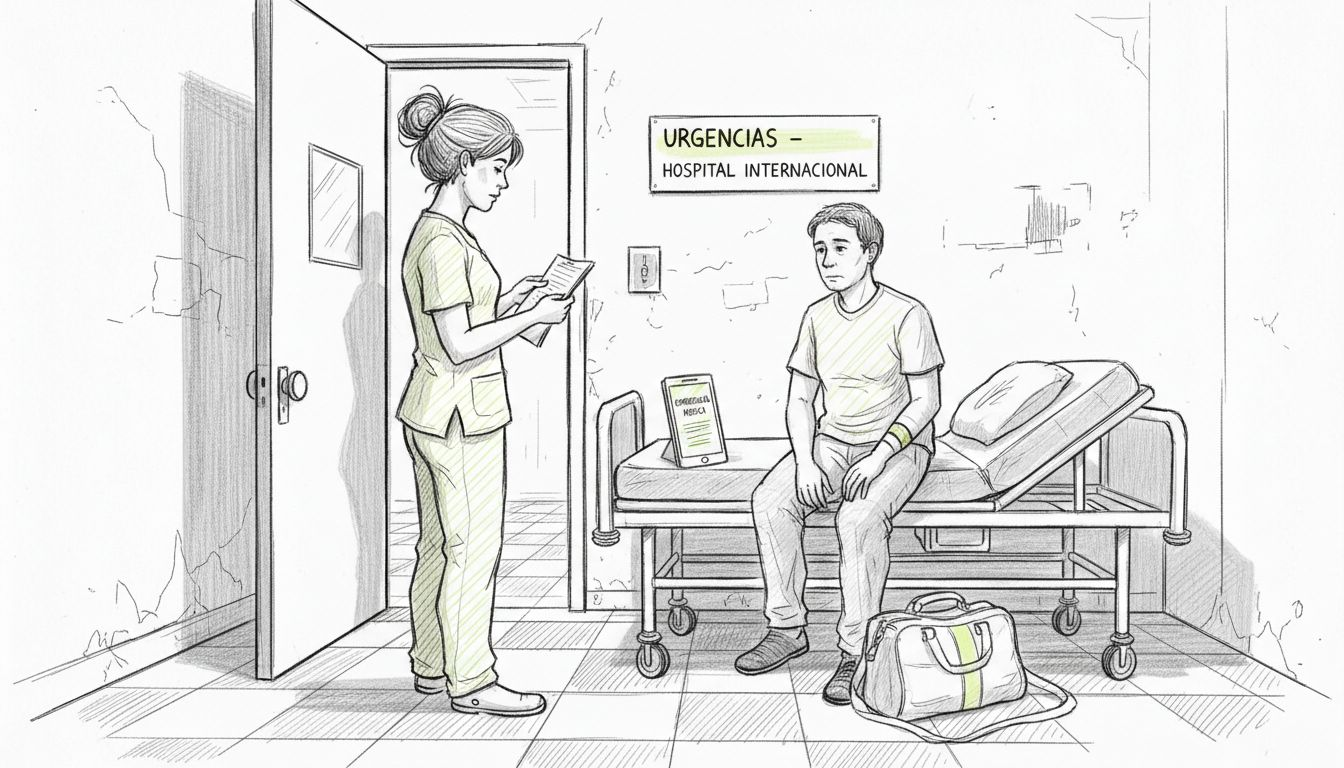 Una doctora brinda atención de emergencia a un pasajero en el hospital.