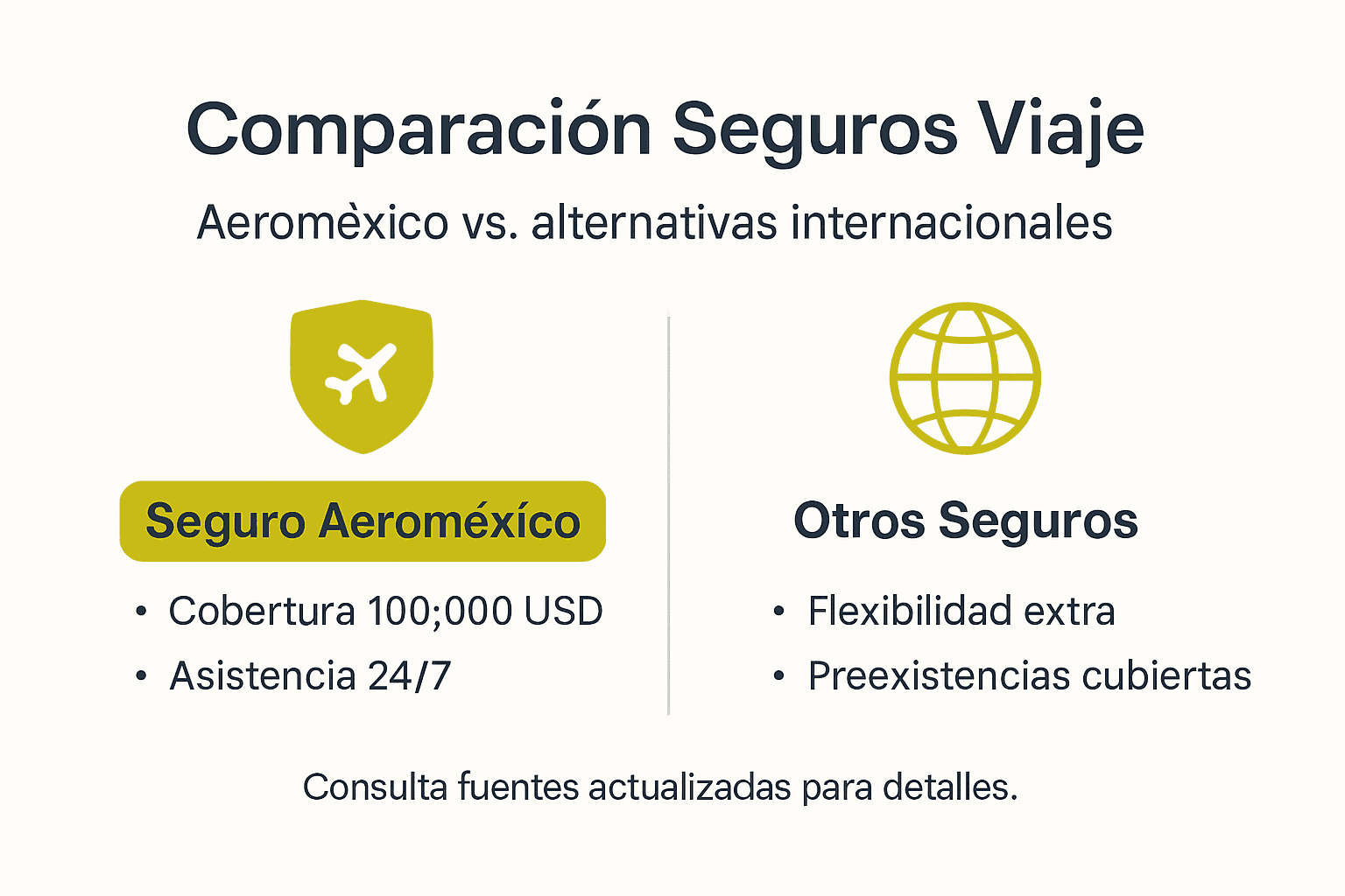 Comparativa visual de los principales seguros de viaje