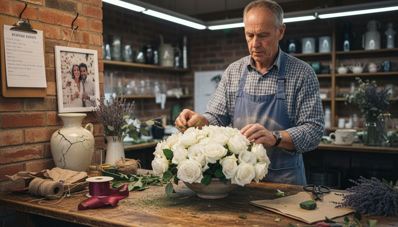 Florist preparing luxury event centerpiece