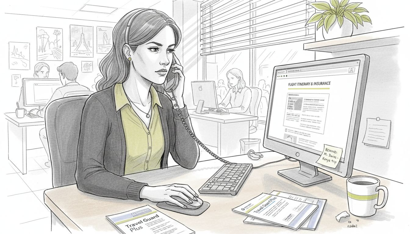 Insurance agent assists customer by phone