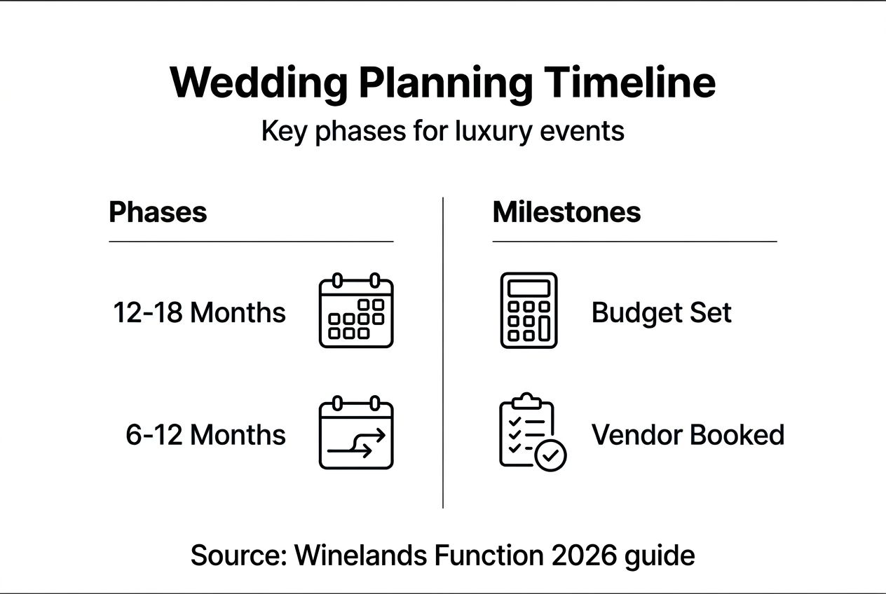 Infographic showing luxury wedding timeline phases and milestones