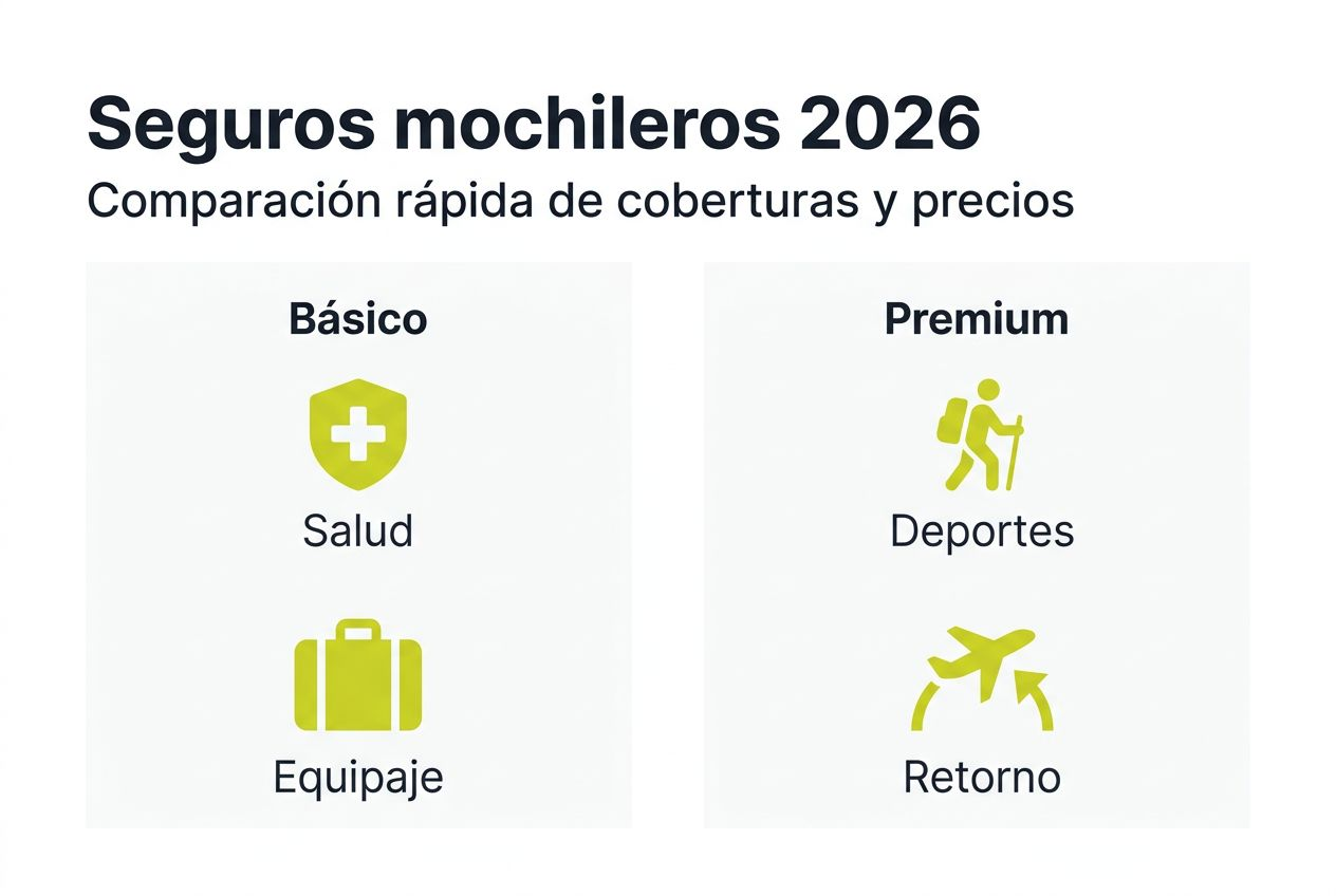 Comparativa visual de seguros para mochileros