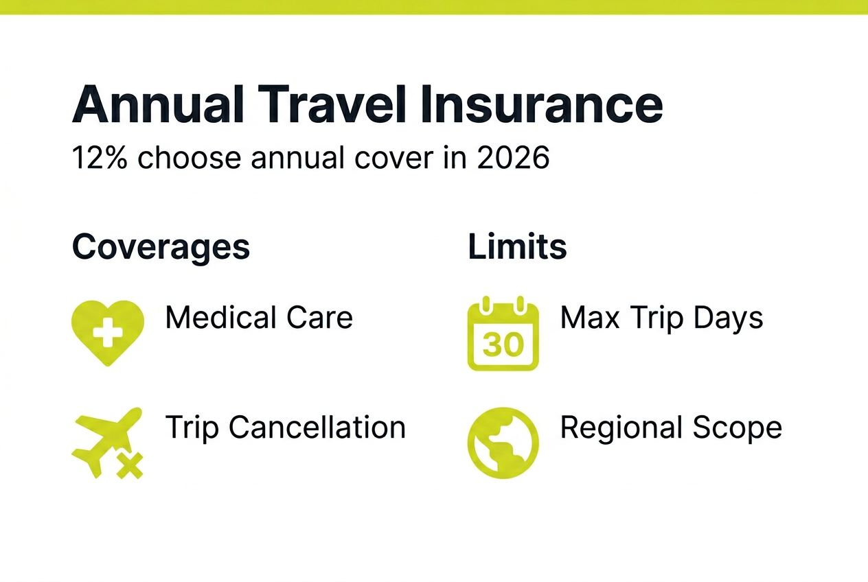 Infographic summarizing annual cover travel insurance