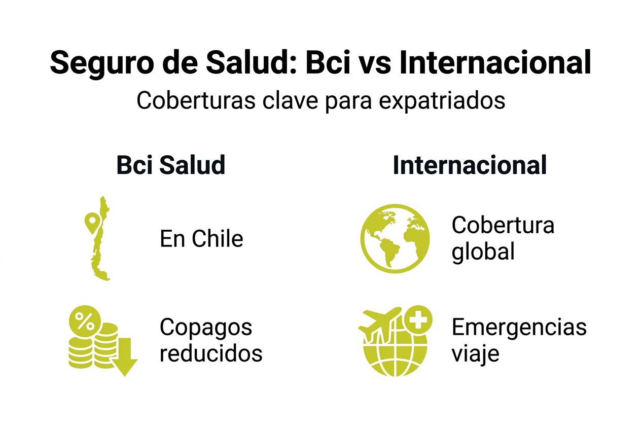 Comparativo visual: Coberturas de Bci frente a un seguro internacional