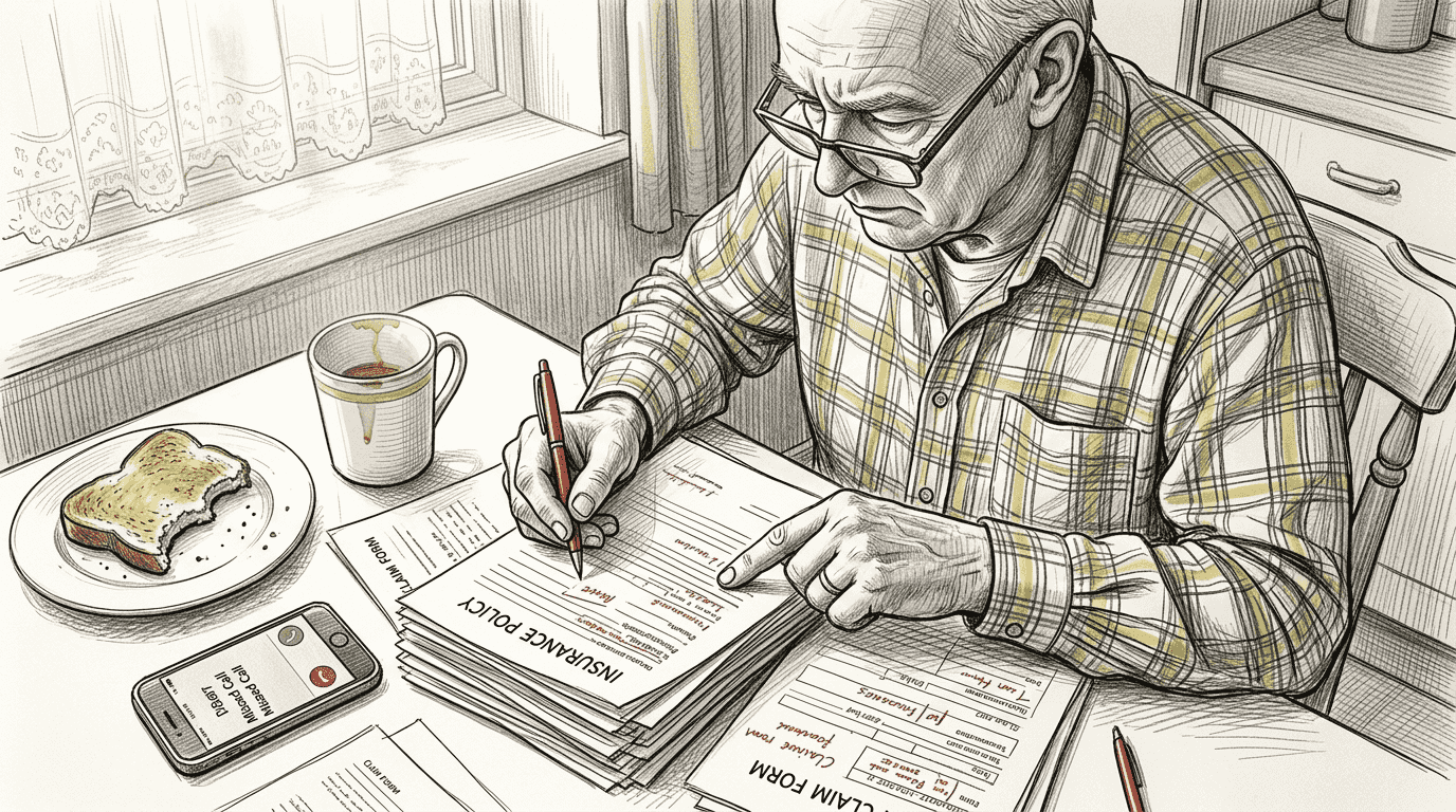 Senior man reviewing travel insurance documents