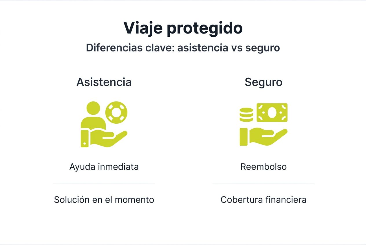 Infografía: ¿En qué se distingue la asistencia en viaje del seguro de viaje?