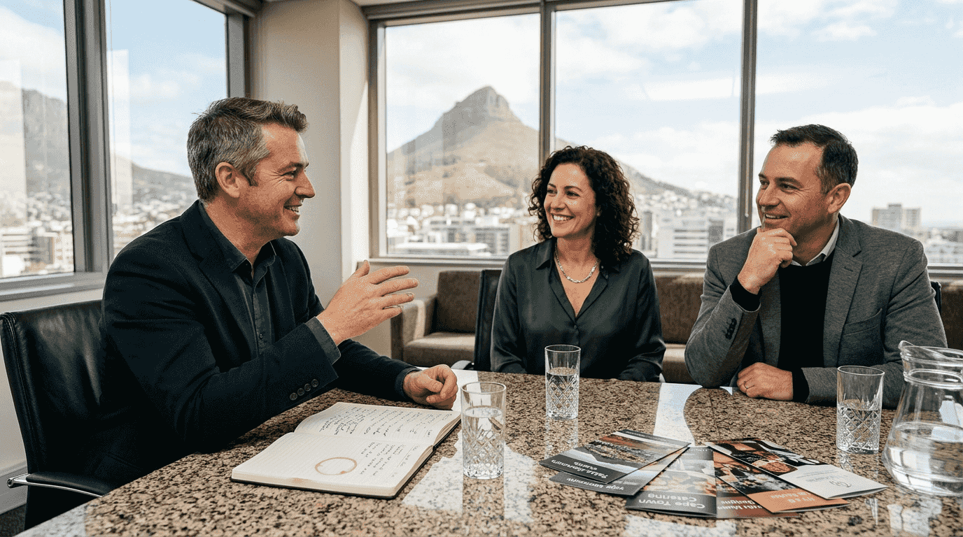 Event planner negotiating with luxury clients