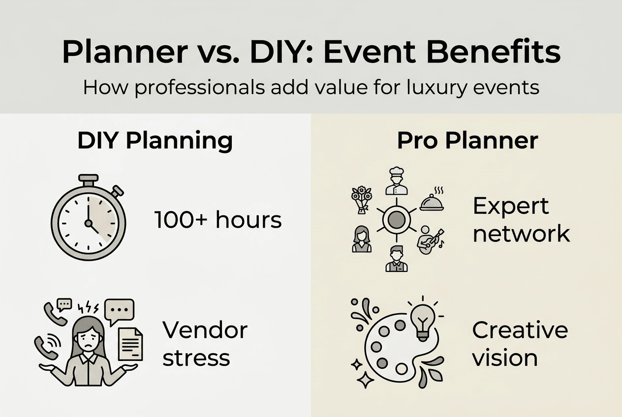 Infographic comparing DIY and professional event planning