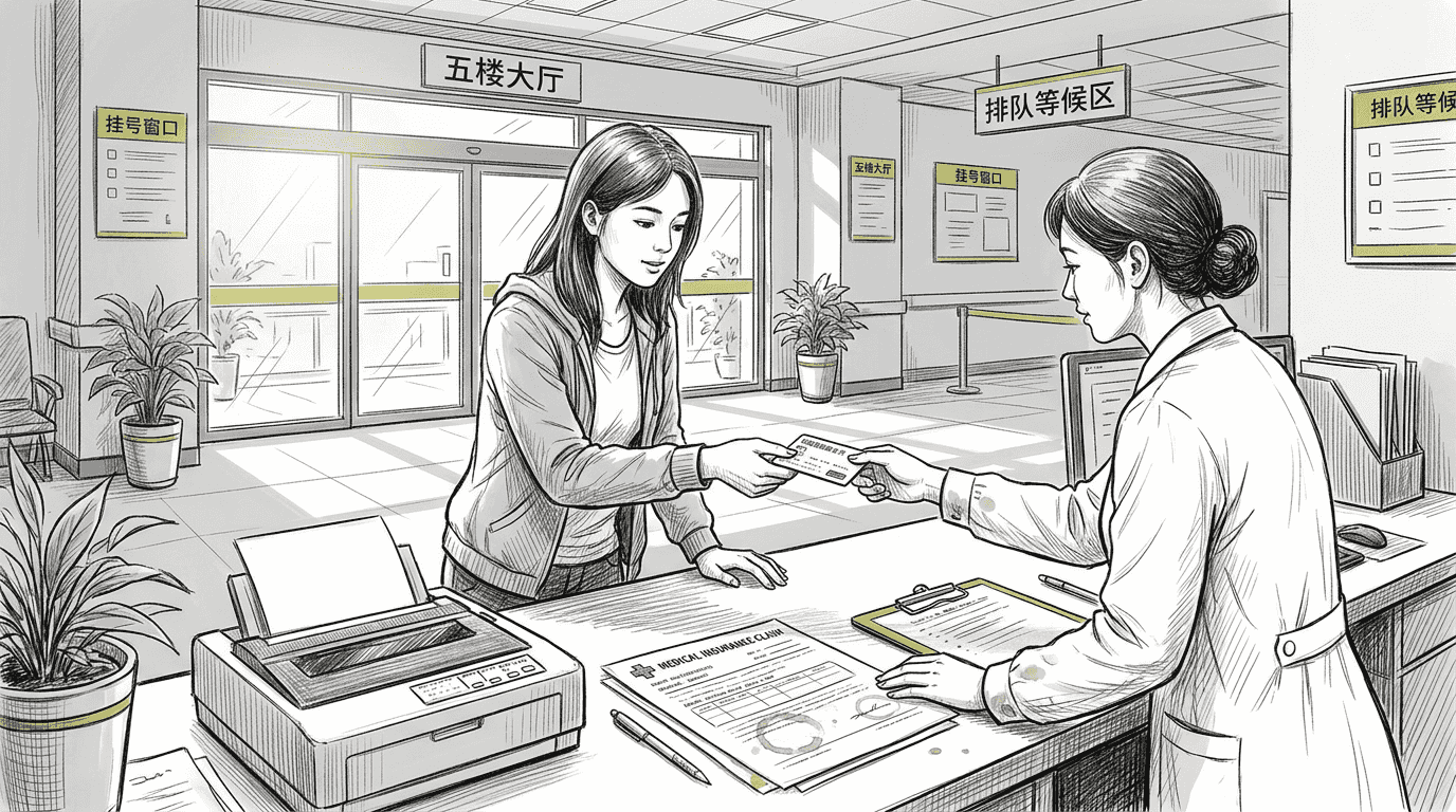 到医院办理理赔时，请将您的保险卡交给前台工作人员。