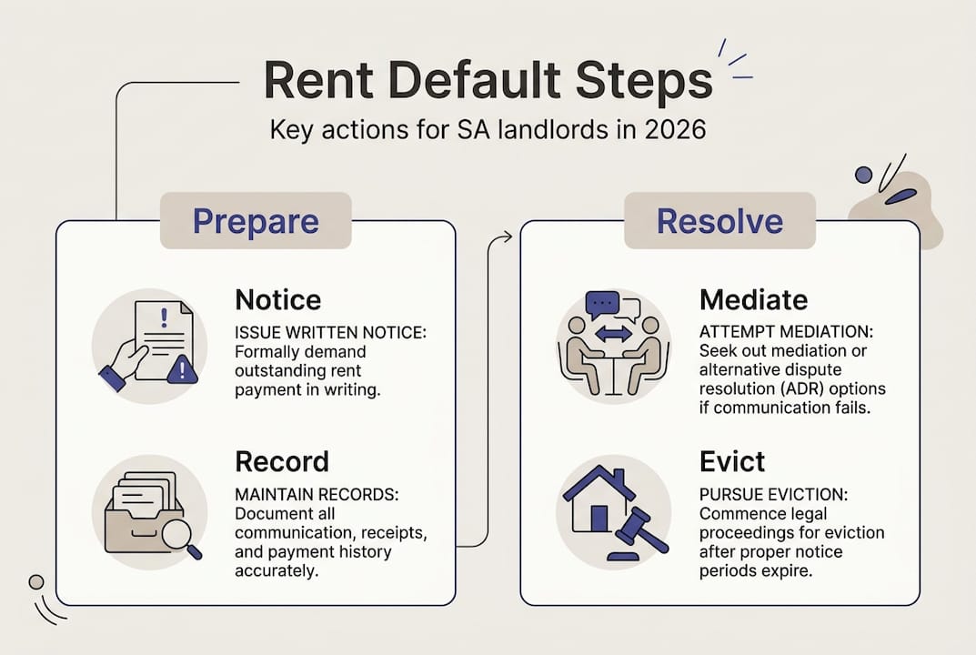 Infographic outlining rent default steps