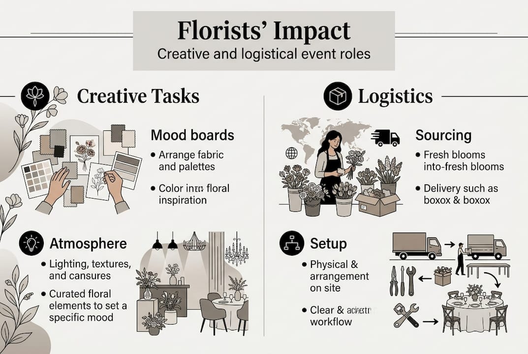 Infographic showing creative and logistics roles