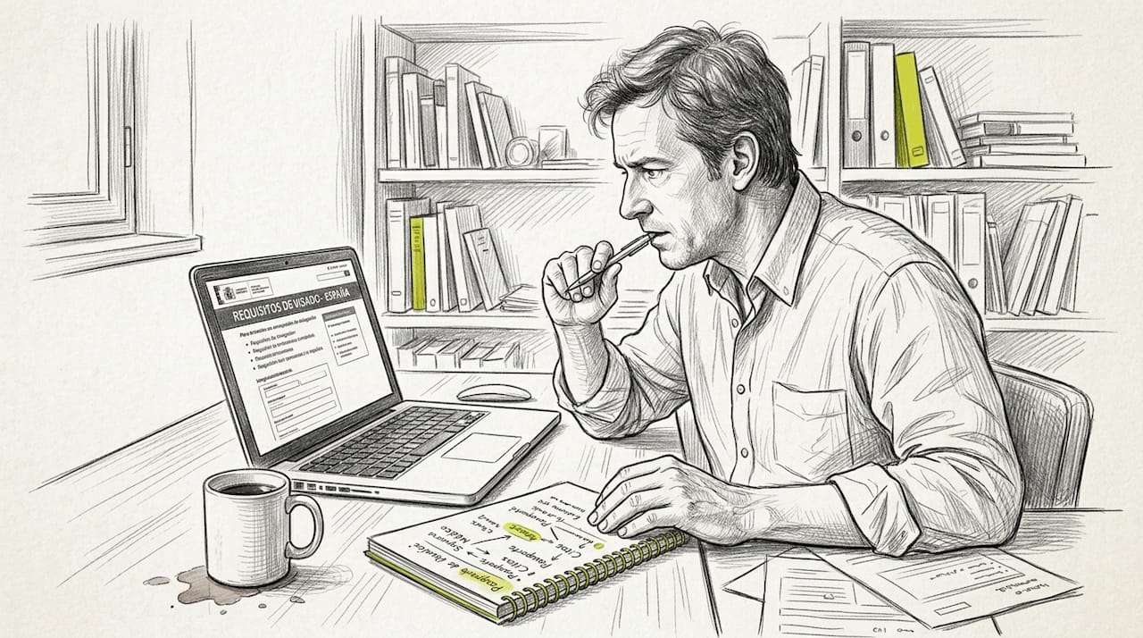 Hombre revisando las condiciones de su seguro en el ordenador