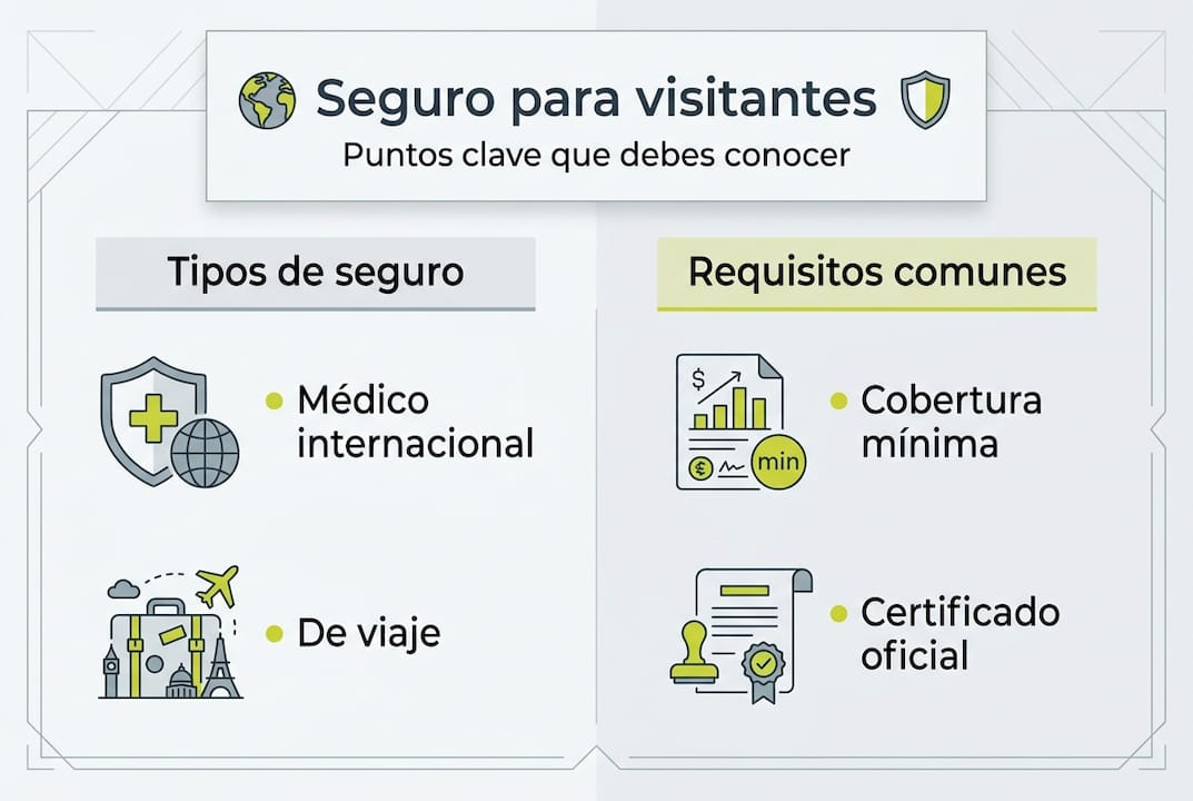 Guía visual sobre los diferentes tipos de seguros y sus requisitos