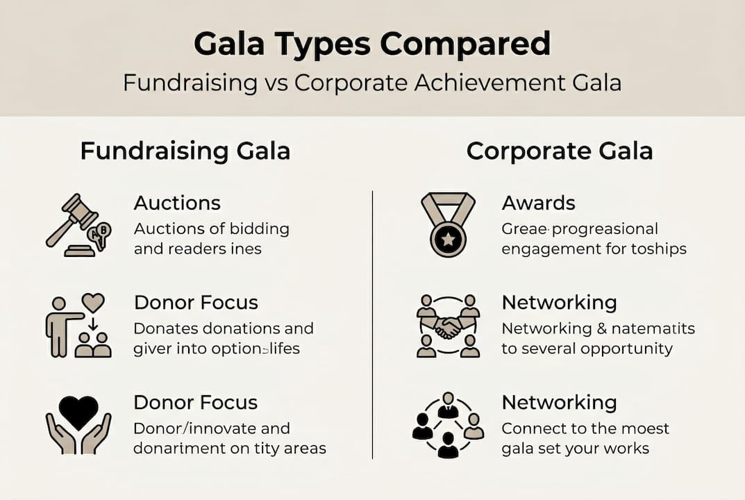 Infographic comparing fundraising and corporate galas