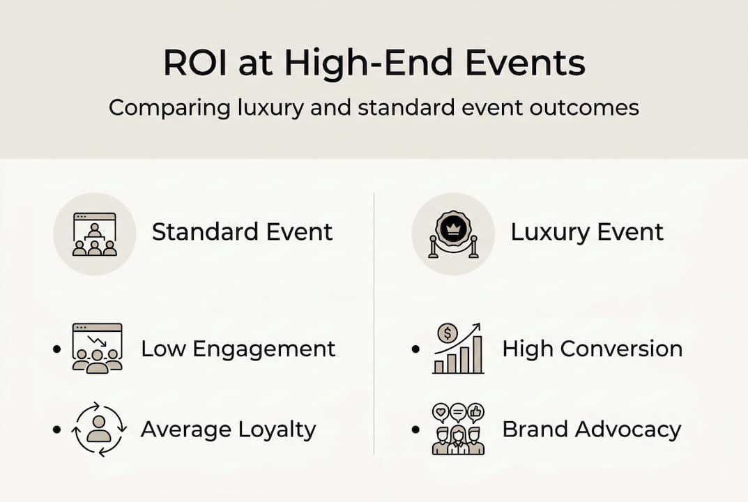 Infographic comparing standard and luxury event ROI