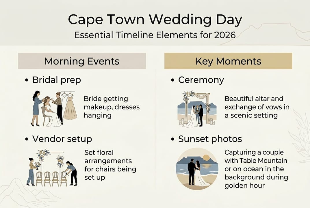 Infographic wedding day timeline highlights