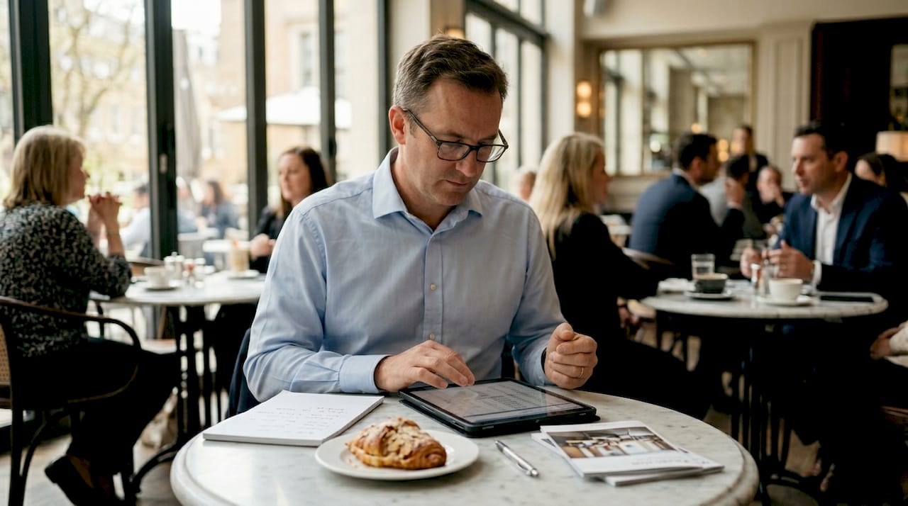 Manager reviewing event budget spreadsheets
