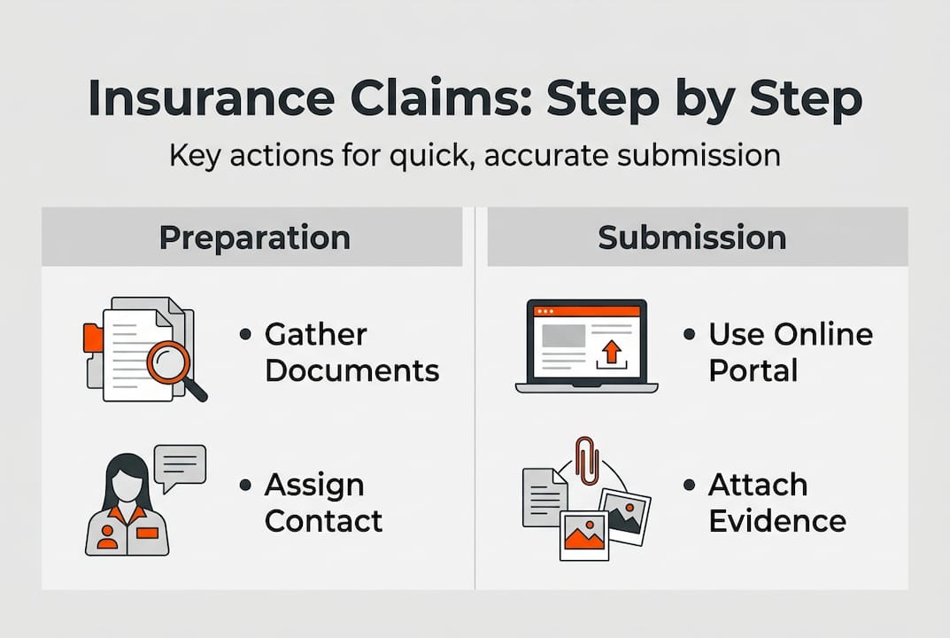 Step-by-step insurance claims submission infographic