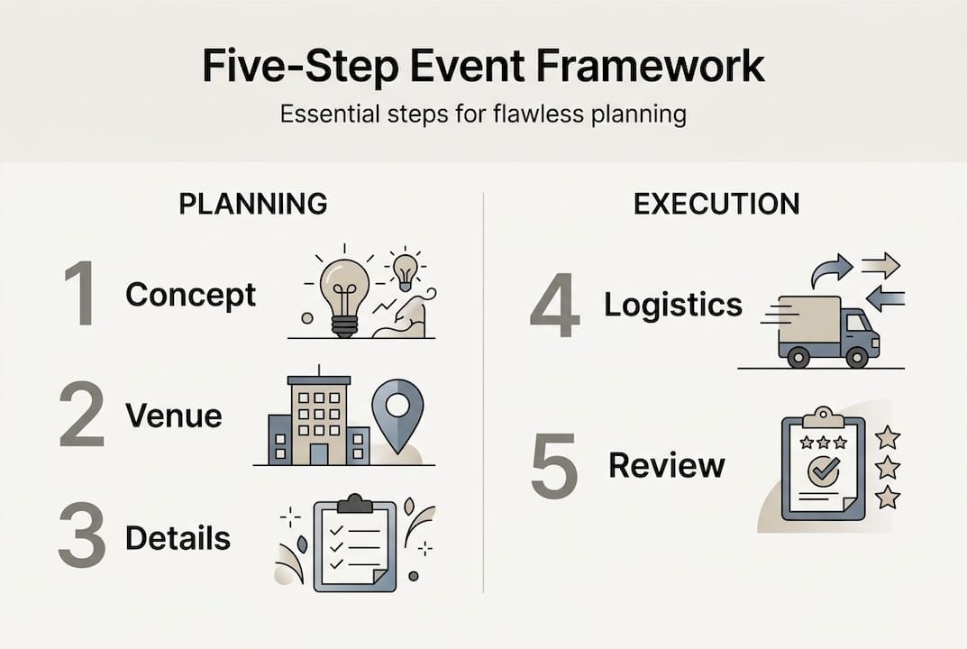 Infographic of five-step event planning framework