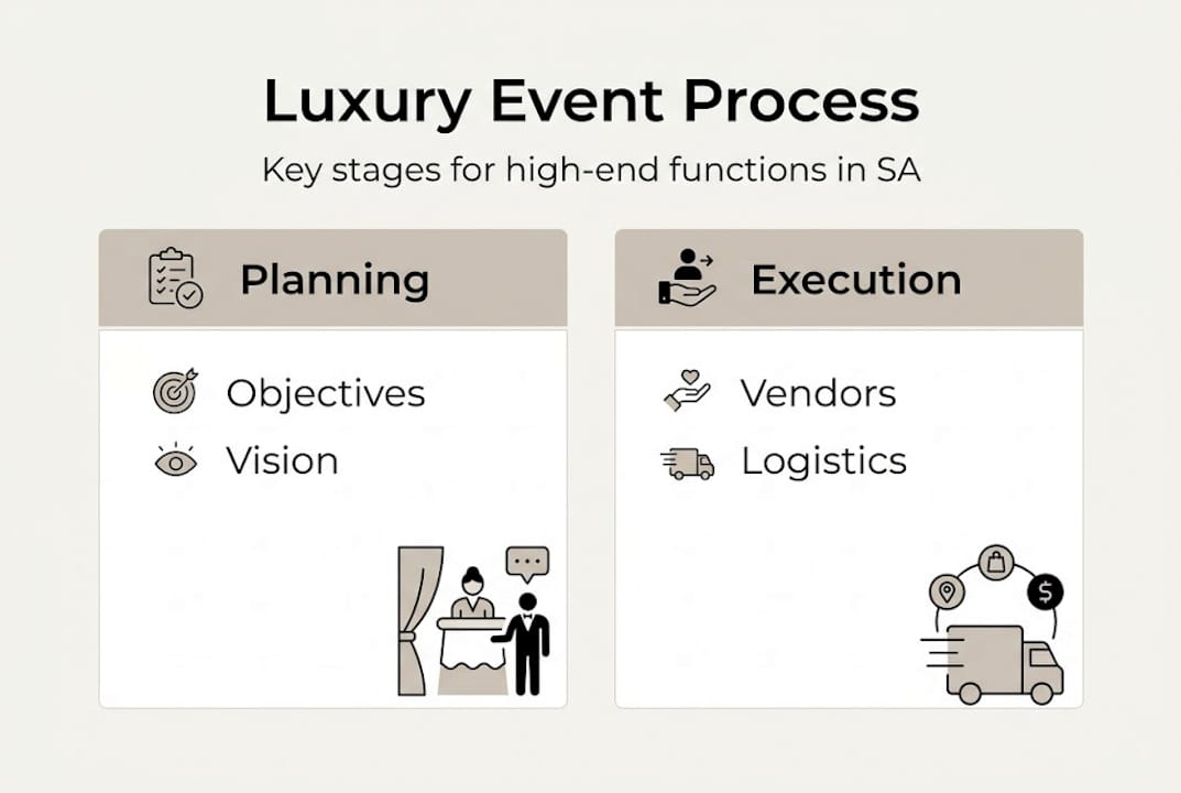 Infographic showing luxury event process stages