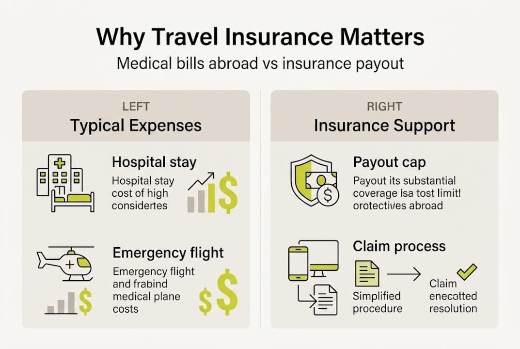 Infographic comparing medical costs and insurance support