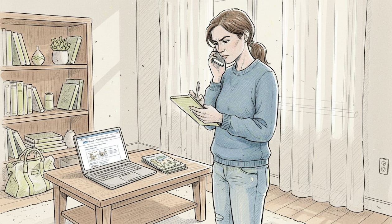 Woman confirming hospital coverage by phone